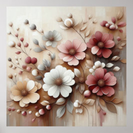 Moderne beige-rosa Blume 34 Poster