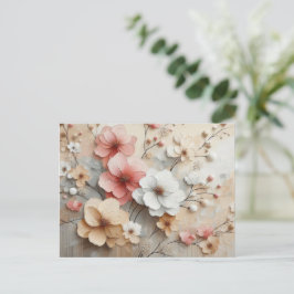 Moderne beige-rosa Blume Postkarte