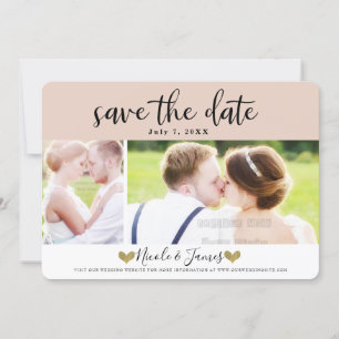 Moderne Beige-Rosa Save-the-Date-Foto-Hochzeit Einladung