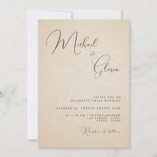 Moderne Beige Sand-Kalligrafie QR Code UAWG Weddin Einladung
