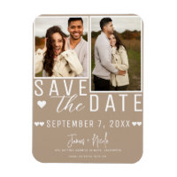 Moderne Beige Save the Date 2 Foto Hochzeit