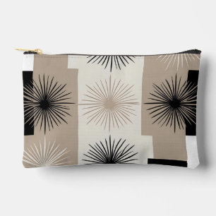 Moderne Beige, Schwarz Weiß Starburst Minimalist Zubehörtasche