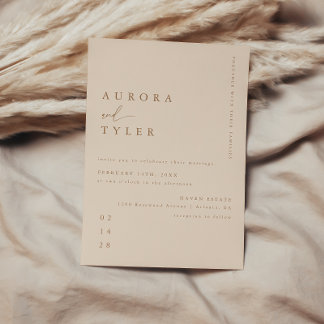 Moderne Beige Script Wedding Einladung