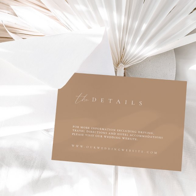 Moderne Beige Tan Wedding Details Eintrittskarte Begleitkarte (Von Creator hochgeladen)