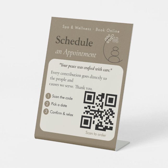 Moderne Beige Terminplan QR-Code-Schild  Sockelschild (Vorderseite)