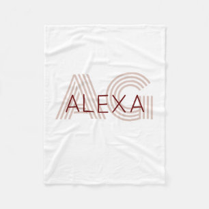 Moderne Beige- und Weinmonogramm Fleecedecke