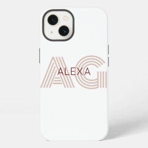 Moderne Beige- und Weinmonogramm iPhone 13 Hülle