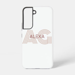Moderne Beige- und Weinmonogramm Samsung Galaxy Hülle