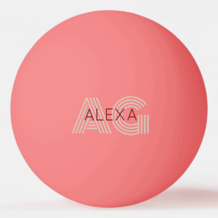 Moderne Beige- und Weinmonogramm Tischtennisball