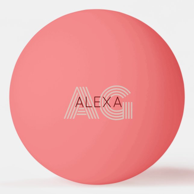 Moderne Beige- und Weinmonogramm Tischtennisball (Vorderseite)