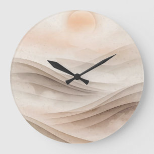 Moderne beige Wellenwanduhr Minimalist Neutral Große Wanduhr