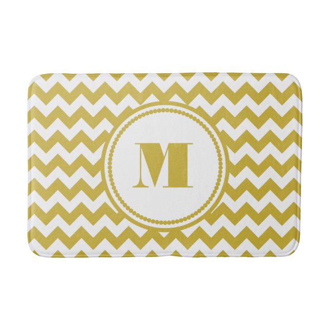 Moderne, beige Zickzack Streifen Badematte (Vorderseite)