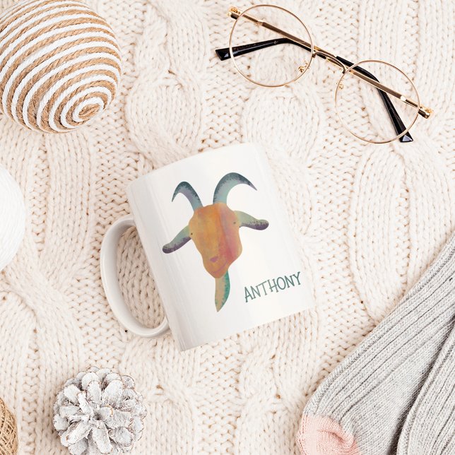 Moderne bemalte ZiegenIllustration Personalisiert Kaffeetasse (Von Creator hochgeladen)