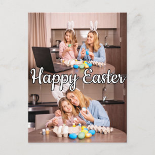 Moderne benutzerdefinierte 2-Foto-Familien-Ostern Postkarte