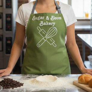 Moderne benutzerdefinierte Bäckerei Olivgrün Name  Schürze