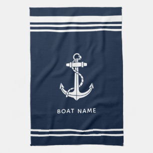 Moderne benutzerdefinierte Bootsanker und Name Geschirrtuch