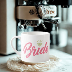 Moderne benutzerdefinierte Brautname Pink Glitter Espressotasse