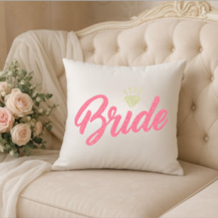 Moderne benutzerdefinierte Brautname Pink Glitter Kissen