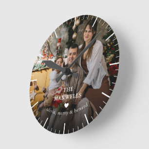 Moderne benutzerdefinierte Familien-Baby-Foto-Herz Runde Wanduhr