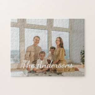 Moderne benutzerdefinierte Foto-Familiennamensschr Puzzle