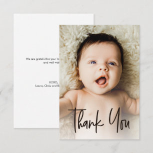 Moderne benutzerdefinierte Foto-Kleine Notiz Baby Dankeskarte
