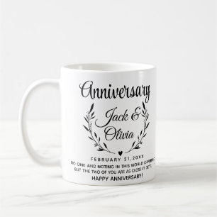 Moderne benutzerdefinierte Jubiläumspaar-Name-Datu Kaffeetasse
