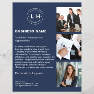 Moderne benutzerdefinierte Logo-Foto-QR-Navy-Blue- Flyer