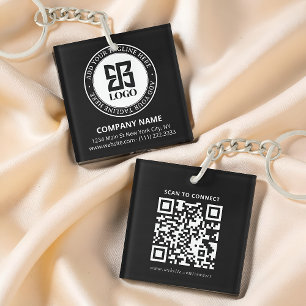 Moderne benutzerdefinierte Logo-QR-Code-Geschäftsf Schlüsselanhänger