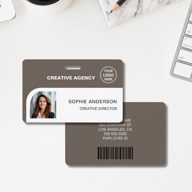 Moderne benutzerdefinierte Logoleiste Bar-Code Mit Ausweis (Modern Custom Logo Bar Code Employee Staff Name Badge)