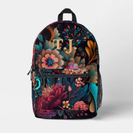Moderne, benutzerdefinierte Monogramm florale Farb Bedruckter Rucksack