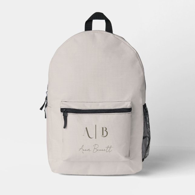 Moderne, benutzerdefinierte Monogramm-Initialen Na Bedruckter Rucksack (Vorderseite)