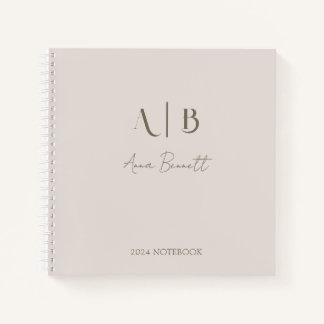 Moderne, benutzerdefinierte Monogramm-Initialen Na Notizbuch