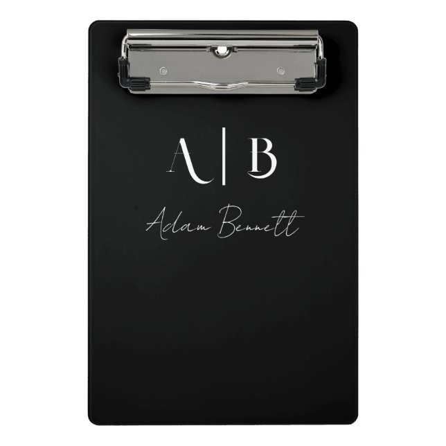 Moderne benutzerdefinierte Monogramm-Initialen Nam Mini Klemmbrett (Vorderseite)