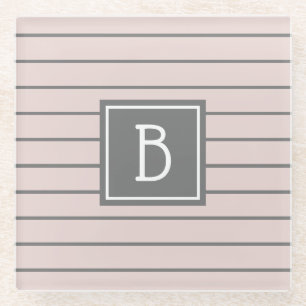 Moderne benutzerdefinierte monogrammierte rosa und glasuntersetzer