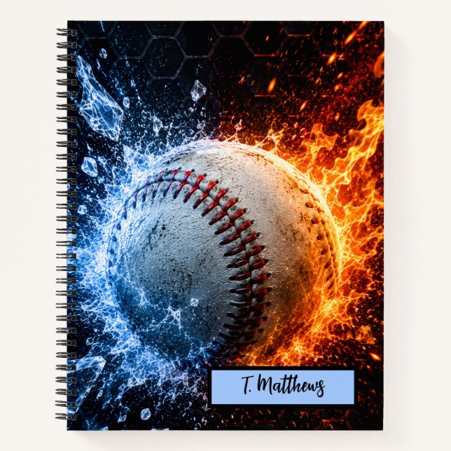 Moderne benutzerdefinierte Namen Baseball  Notizbuch (Vorderseite)