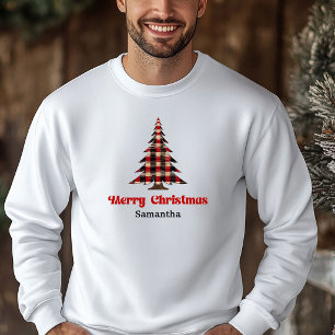 Moderne benutzerdefinierte Namens-Kariert-Baum-Wei Hoodie
