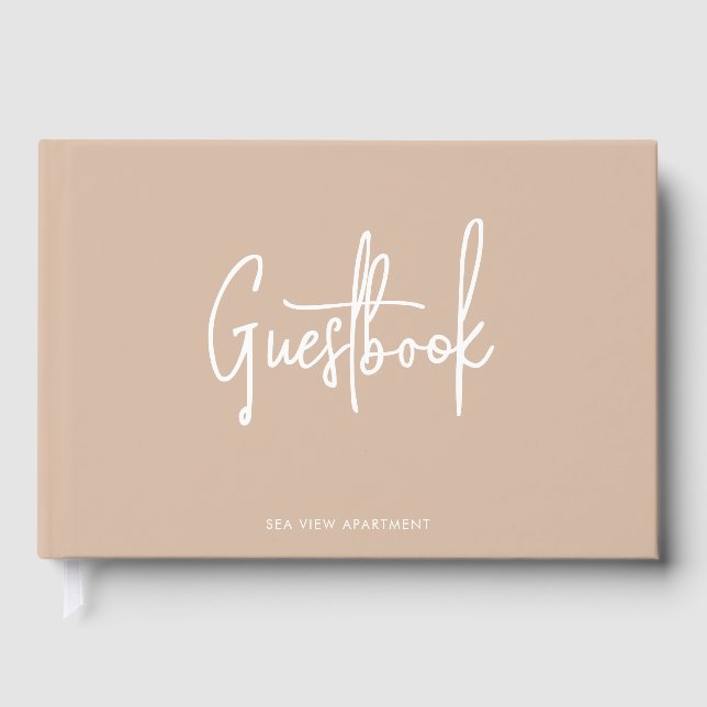 Moderne, benutzerdefinierte Skriptfarbe Minimalist Gästebuch (Vorderseite)