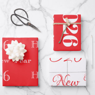 Moderne benutzerdefinierte Text Glückliches Neues  Geschenkpapier Set