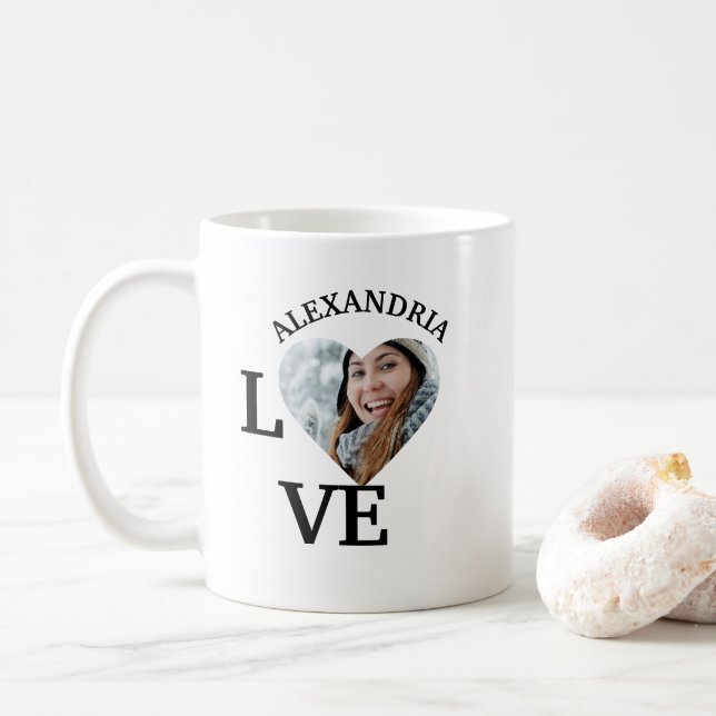 Moderne, benutzerfreundliche Herz-Bildvorlage für  Kaffeetasse (Mit Donut)