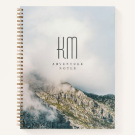 Moderne Berg-Abenteuer-Monogramm (groß) Notizbuch
