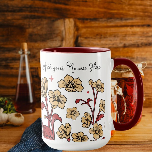 Moderne Berry & Brunt Brown FLORAL personalisieren Tasse (Von Creator hochgeladen)