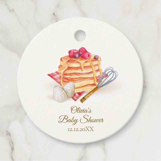 Moderne Berry Pancake Egg Whisk Brunch Babydusche Geschenkanhänger (Vorderseite)