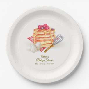 Moderne Berry Pancake Egg Whisk Brunch Babydusche Pappteller