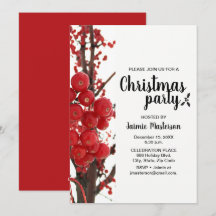 Moderne, Berry, Rot, Weihnachten-Party Einladung
