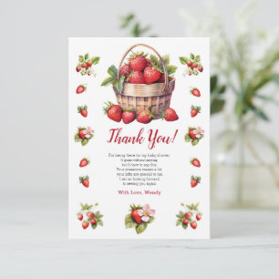 Moderne Berry Sweet Baby Dusche Erdbeeren Dankeskarte