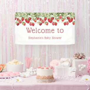 Moderne Berry Sweet Strawberry Begrüßung Babydusch Banner