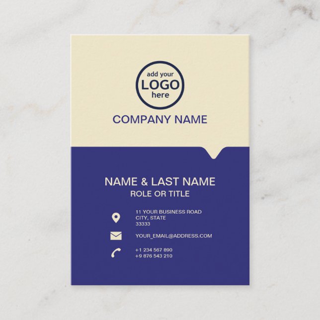 Moderne Berufliche 2 Farben fügen Ihr Logo hinzu Visitenkarte (Vorderseite)