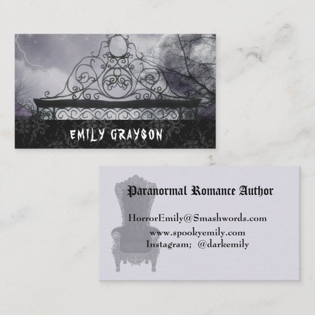 Moderne Berufliche Author Gothic Business Card Visitenkarte (Vorne/Hinten)