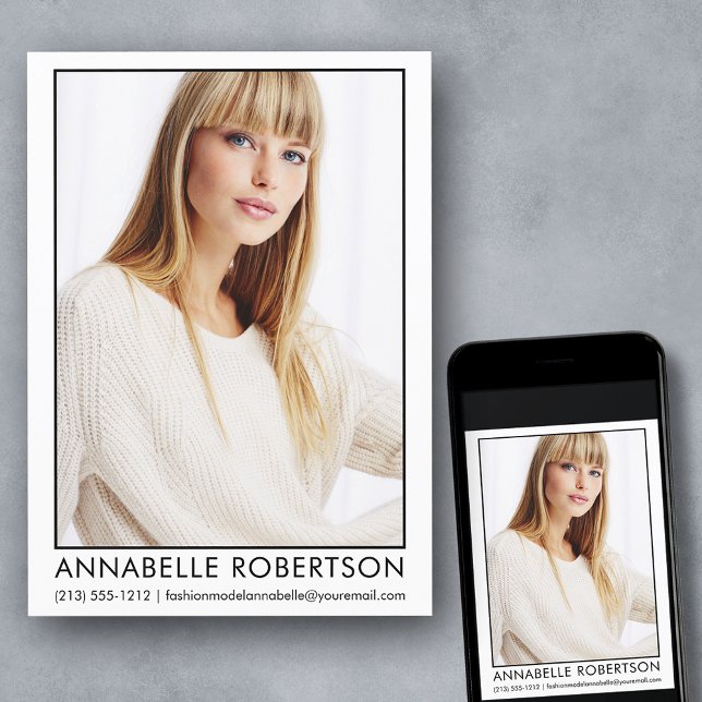 Moderne Berufliche Bilddarstellerkarte Einladung (Customize to change background color, text size, style or to add more photos to back of card.)