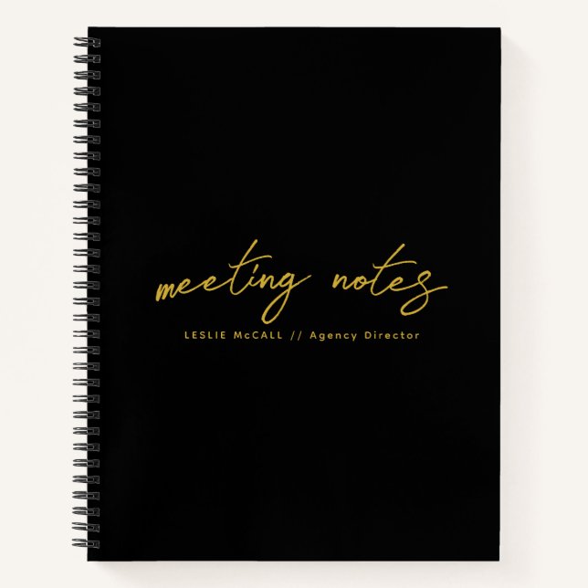 Moderne Berufliche Black Gold-Meeting-Notes Notizbuch (Vorderseite)